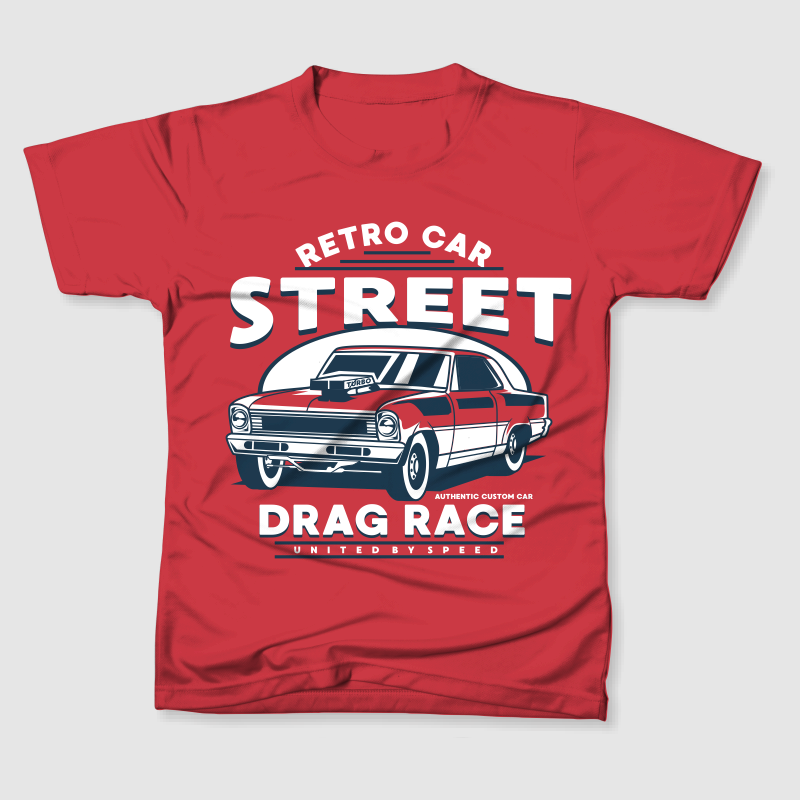 RETRO DRAG RACE CAR CARTOON