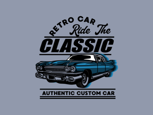 Ride thr classic car cartoon t shirt design online