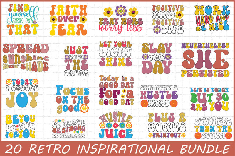 Retro Inspirational SVG Bundle Inspirational Quotes SVG