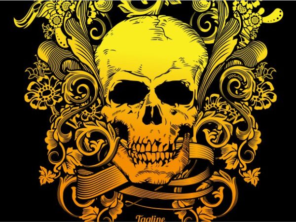 Skull tatto ornament vector t-shirt design