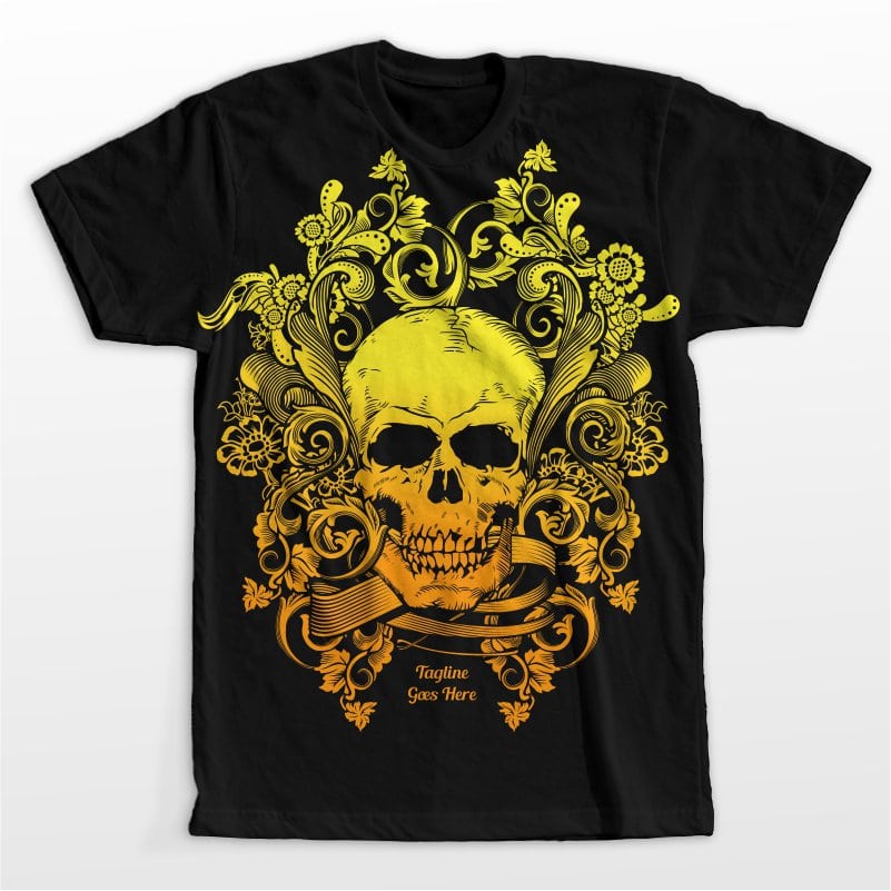 Skull tatto ornament vector t-shirt design