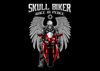 SKULL BIKER RACE IN PEACE t shirt template vector