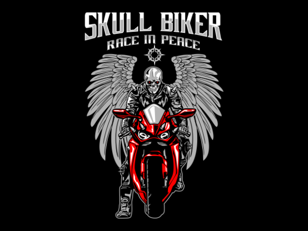 Skull biker race in peace t shirt template vector