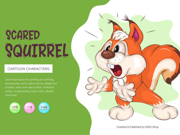 Scared cartoon squirrel. sublimation shirt. t shirt template vector