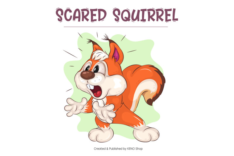 Scared Cartoon Squirrel. Clipart.