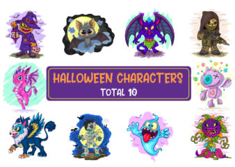 Bundle Halloween Characters. Sublimation.