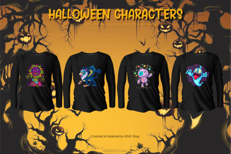 Bundle Halloween Characters. Sublimation.