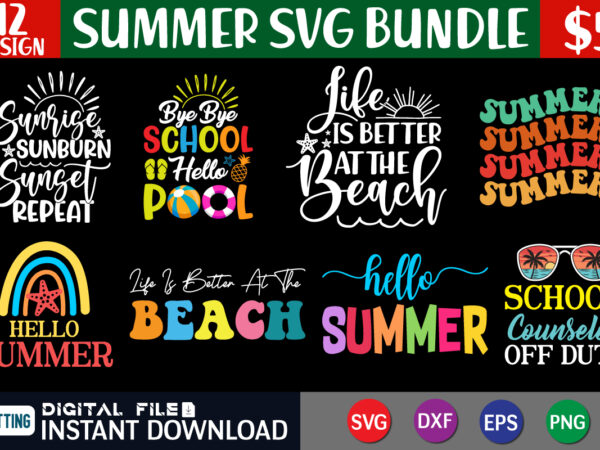 Summer svg bundle t shirt vector illustration
