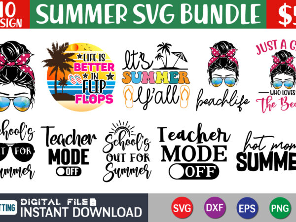 Summer svg bundle t shirt vector illustration, summer vector clipart, summer svg t shirt designs for sale