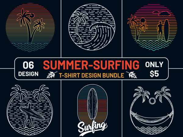 Summer surfing t-shirt design vector illustration