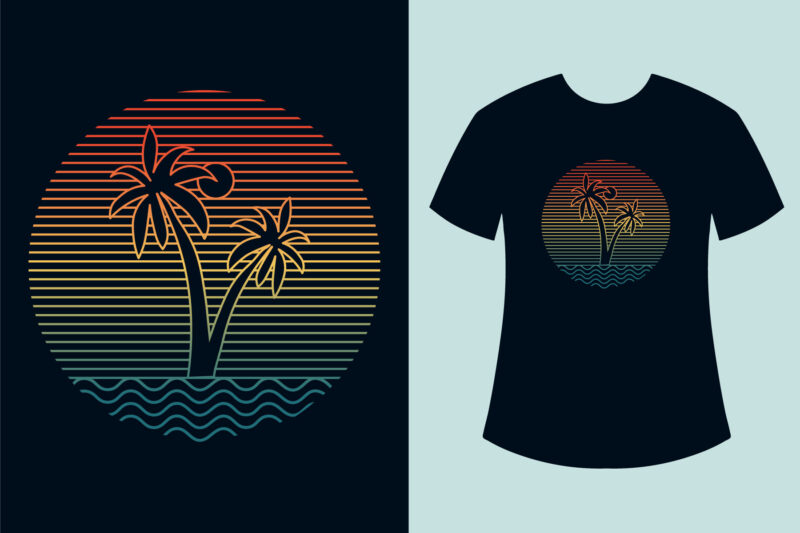Summer Surfing T-shirt Design Vector Illustration