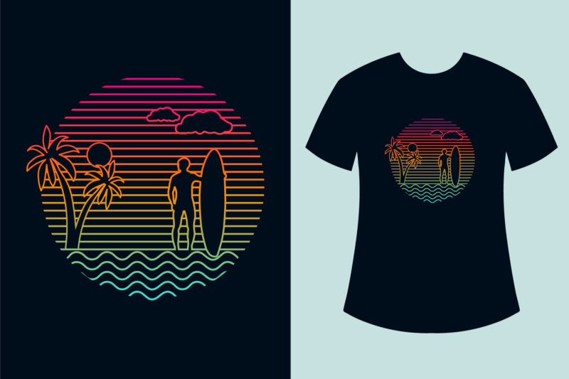 Summer Surfing T-shirt Design Vector Illustration