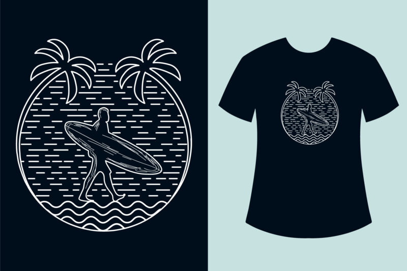 Summer Surfing T-shirt Design Vector Illustration