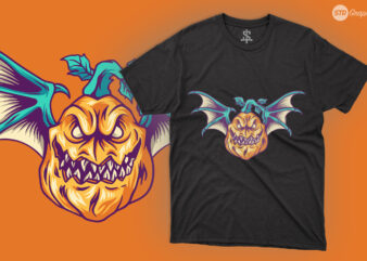 Halloween Pumpkin Bat – Illustration graphic t shirt
