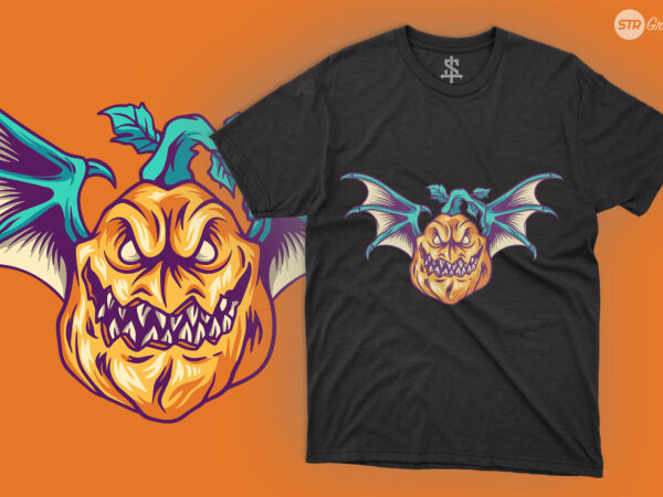 Halloween pumpkin bat – illustration graphic t shirt