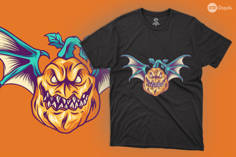 Halloween Pumpkin Bat – Illustration