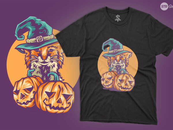 Halloween fox pumpkin – illustration graphic t shirt