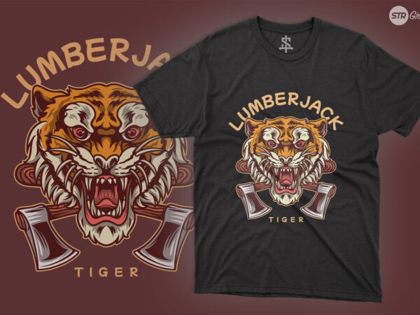 Lumberjack tiger – illustration t shirt vector graphic