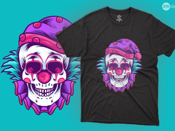 Skull clown – illustration t shirt template vector