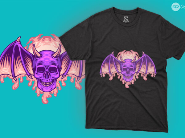Skull with wings – illustration t shirt template vector