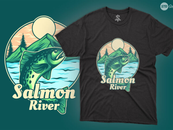 Salmon river – illustration t shirt template vector