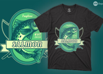 Fishing Salmon River – Illustration t shirt graphic design