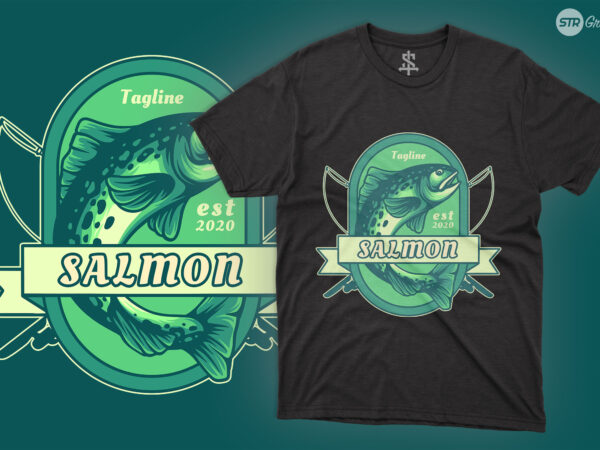 Fishing salmon river – illustration t shirt graphic design