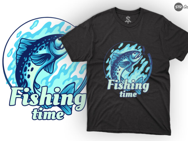Fishing time – illustration t shirt graphic design