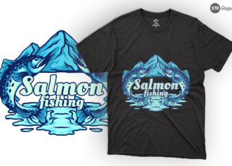 Salmon Fishing – Illustration t shirt template vector