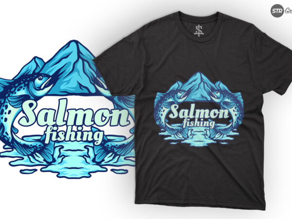Salmon fishing – illustration t shirt template vector