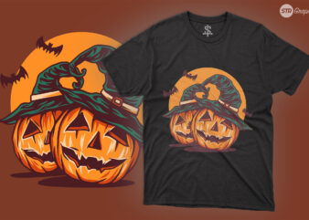 Twin Pumpkin Halloween – Illustration t shirt designs for sale