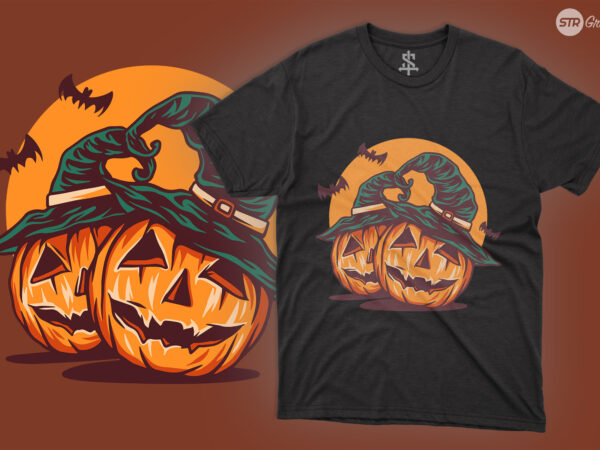 Twin pumpkin halloween – illustration t shirt designs for sale
