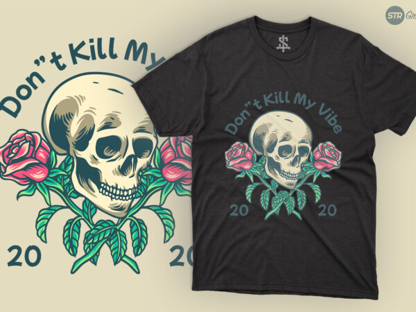 Skull and rose – illustration t shirt template vector