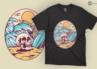 Skull In Summer – Illustration t shirt template vector