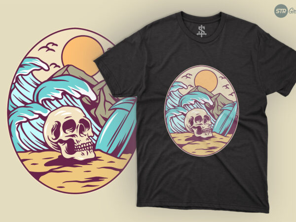 Skull in summer – illustration t shirt template vector