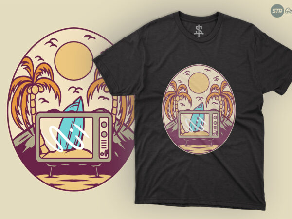 Television summer – illustration t shirt designs for sale Television summer – illustration t shirt designs for sale