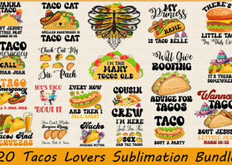 Tacos Lovers Sublimation Bundle t shirt designs for sale