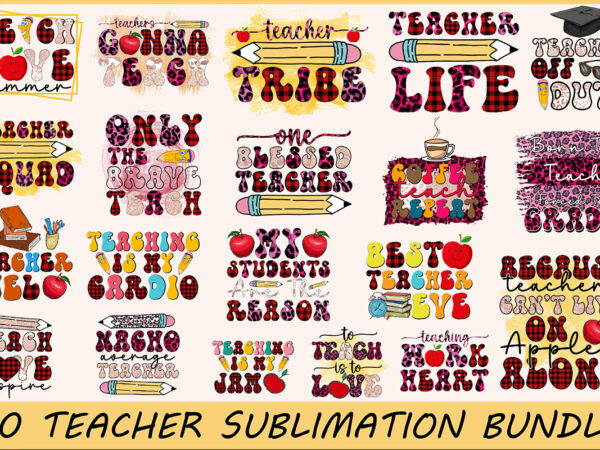 Teacher png sublimation bundle t shirt designs for sale
