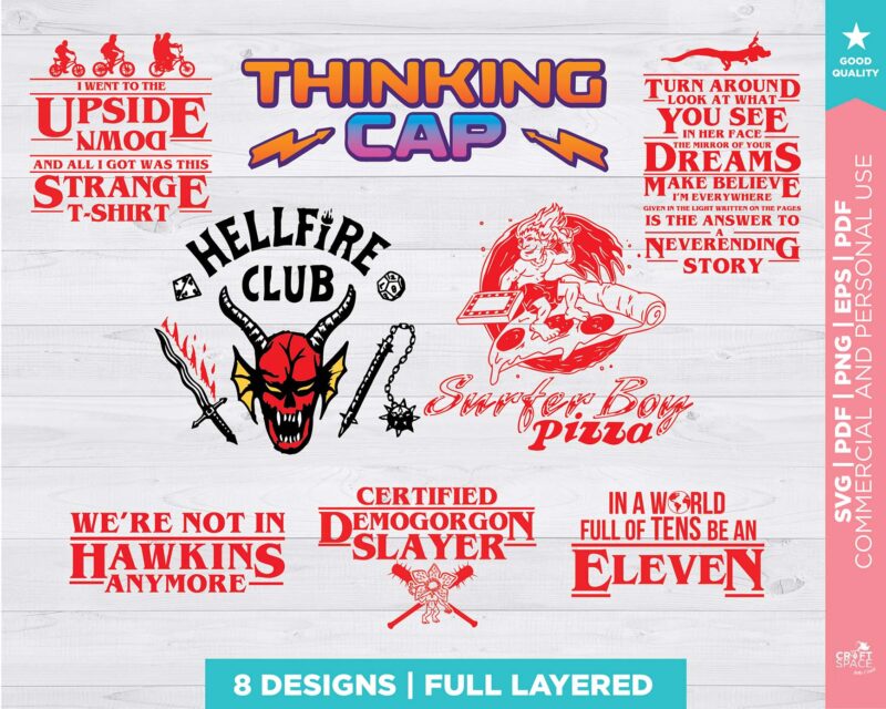 Stranger Things 4 Hell fire Club, Surfer Boy Pizza | svg, png, pdf, dxf, for cricut or sublimation.