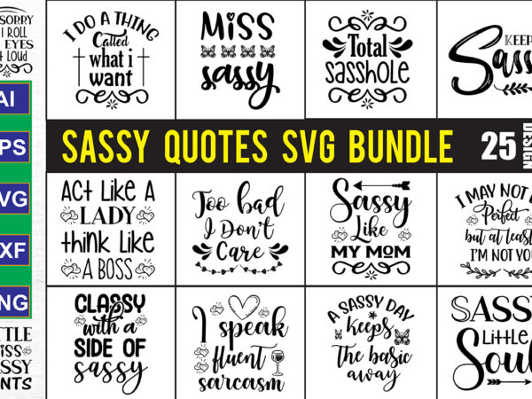 Sassy svg bundle t shirt template vector