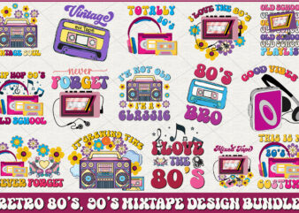 Vintage 80’s, 90’s Mixtape Design Bundle