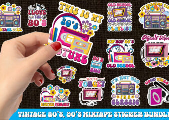 Vintage 80’s, 90’s Mixtape Sticker Bundle t shirt vector art