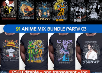 91 ANIME MIX tshirt designs bundle editable PART# 03