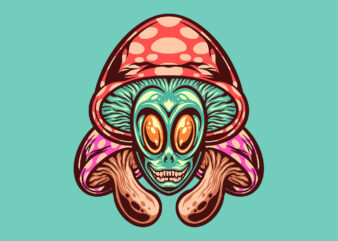 alien mushroom t shirt vector
