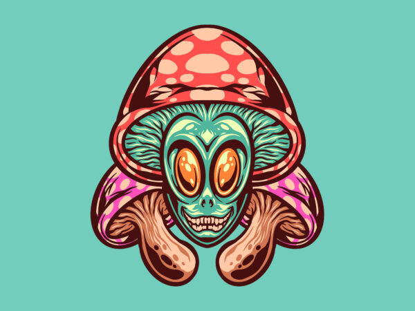 Alien mushroom t shirt vector