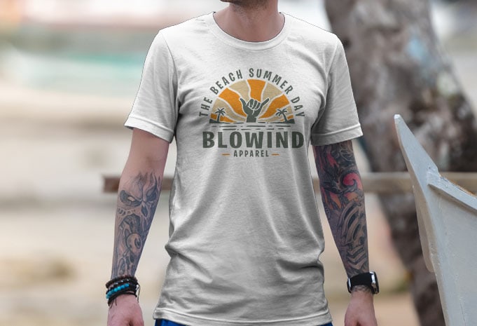 Blowind Beach Tshirt Design