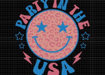 Party In The USA Smiley Face 4th of July Svg, Party In The USA Svg, Smaile USA Svg