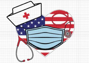 Nurse America Heart 4th Of July Nurse Svg, Nurse 4th Of July Svg, Heart 4th Of July Svg, Nurse Flag Svg