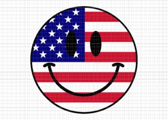 Smiley Face American Flag Emoticon 4th Of July Svg, Smiley Face Flag Svg, 4th of July Svg