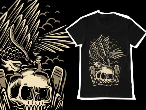 Eagle and skull t-shirt design